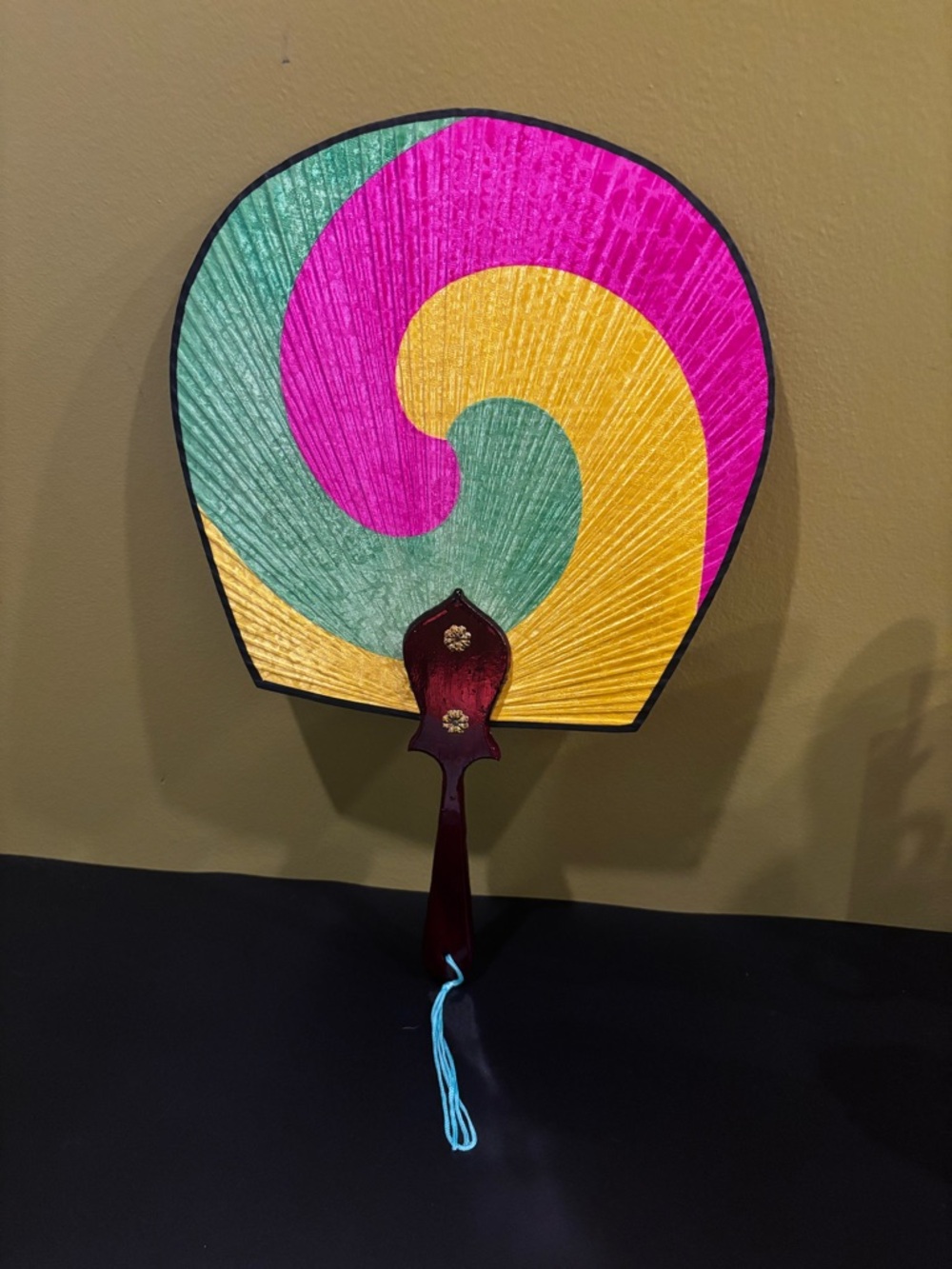 Handheld Decorative Fan in Pink, Green & Yellow - Brand Unspecified